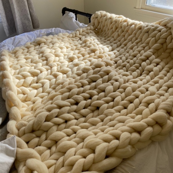 Natural, Undyed, Handmade Wool Throw - Picture 3 of 4
